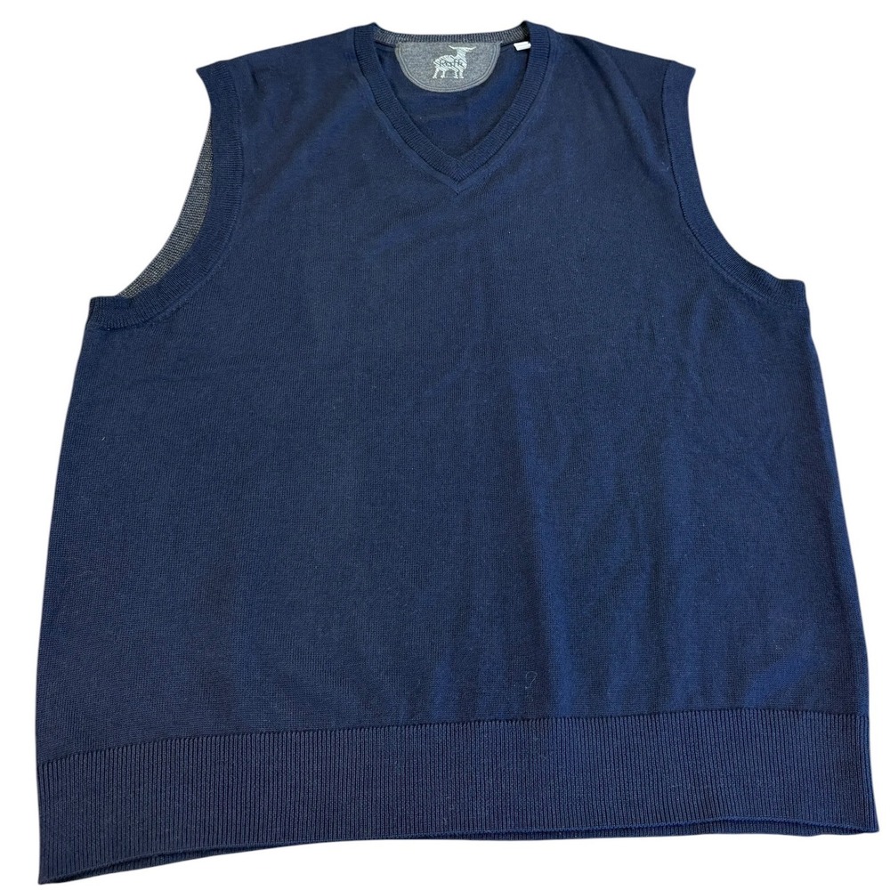 Raffi Mens Navy V-Neck Knit Sweater Vest XL Pullover Merino Wool Preppy Office